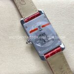 8848 Factory Cartier Tank Américaine 19mm Roman Numerals Silver Dial (6) 8848 Factory Cartier Tank Américaine 19mm Red Leather Strap Diamond Bezel Roman Numerals Silver Dial