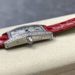 8848 Factory Cartier Tank Américaine 19mm Roman Numerals Silver Dial (8) 8848 Factory Cartier Tank Américaine 19mm Red Leather Strap Diamond Bezel Roman Numerals Silver Dial