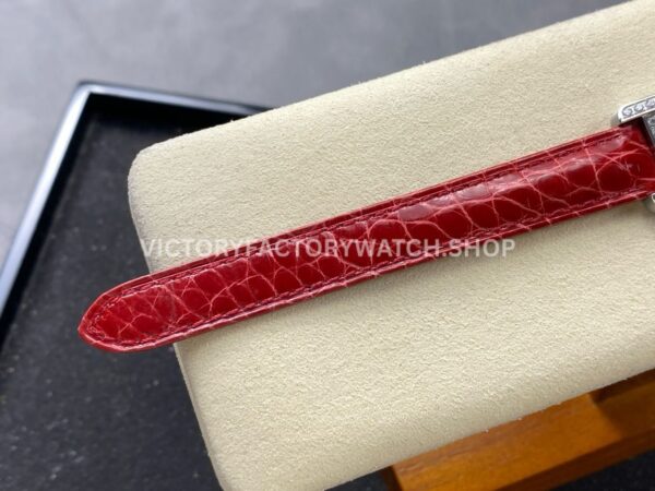8848 Factory Cartier Tank Américaine 19mm Roman Numerals Silver Dial (9) 8848 Factory Cartier Tank Américaine 19mm Red Leather Strap Diamond Bezel Roman Numerals Silver Dial