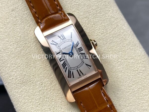 8848 Factory Cartier Tank Américaine W2607456 19mm Rose Gold Roman Numerals Silver Dial