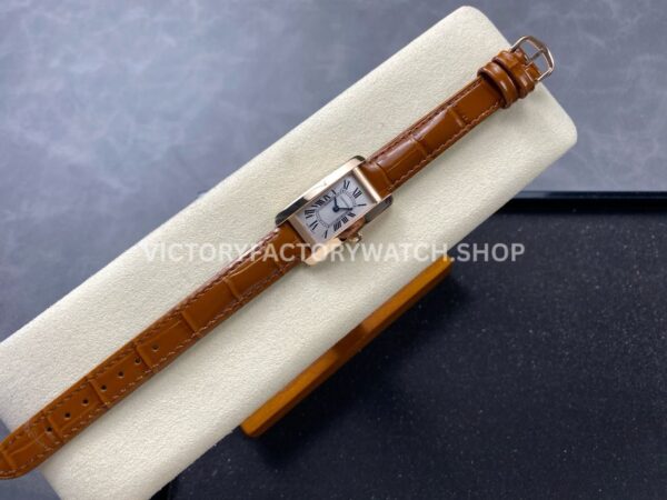 8848 Factory Cartier Tank Américaine W2607456 19mm Rose Gold Roman Numerals Silver Dial