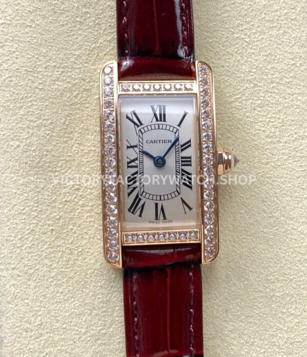 8848 Factory Cartier Tank Américaine WJTA0002 19mm Rose Gold Diamond Bezel Roman Numerals Silver Dial (10) 8848 Factory Cartier Tank Américaine WJTA0002 rose gold diamond bezel silver dial