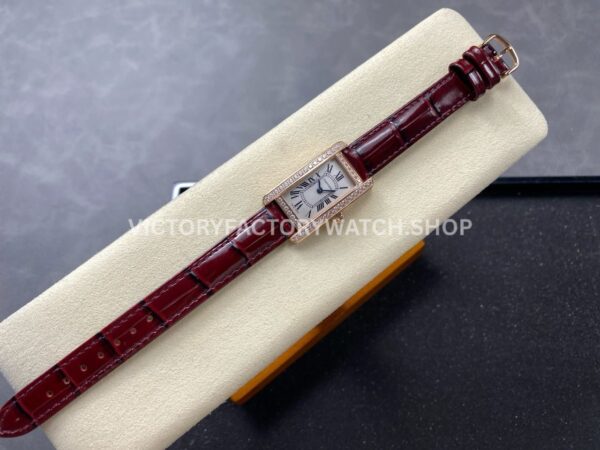 8848 Factory Cartier Tank Américaine WJTA0002 19mm Rose Gold Diamond Bezel Roman Numerals Silver Dial (2) 8848 Factory Cartier Tank Américaine WJTA0002 19mm Rose Gold Diamond Bezel Roman Numerals Silver Dial