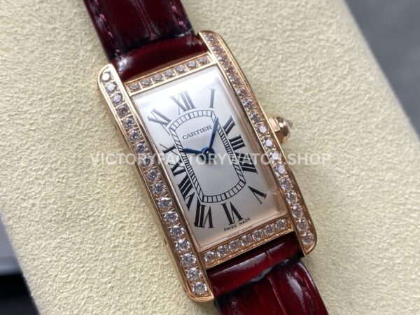 8848 Factory Cartier Tank Américaine WJTA0002 19mm Rose Gold Diamond Bezel Roman Numerals Silver Dial (3) 8848 Factory Cartier Tank Américaine WJTA0002 19mm Rose Gold Diamond Bezel Roman Numerals Silver Dial