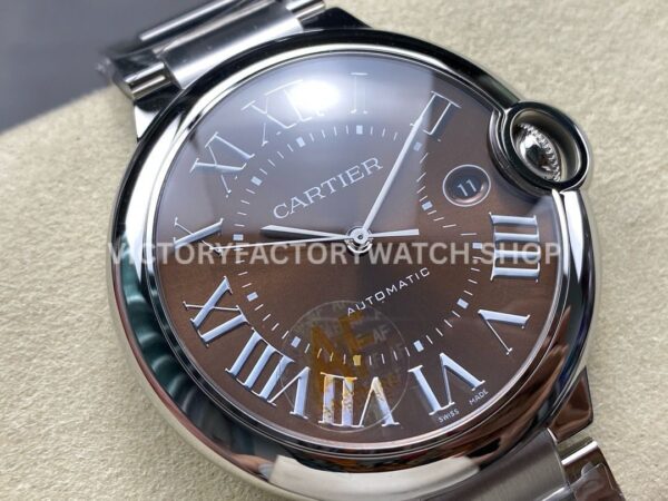 AF Factory Cartier Ballon Bleu 42mm Full Steel Roman Numerals Brown Dial (10) AF Factory Cartier Ballon Bleu 42mm Full Steel Roman Numerals Brown Dial
