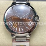 AF Factory Cartier Ballon Bleu 42mm Full Steel Roman Numerals Brown Dial (8) AF Factory Cartier Ballon Bleu 42mm full steel brown dial watch