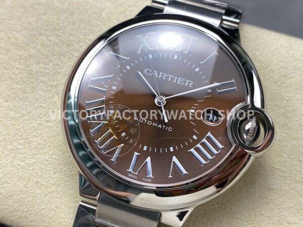 AF Factory Cartier Ballon Bleu 42mm Full Steel Roman Numerals Brown Dial (9) AF Factory Cartier Ballon Bleu 42mm Full Steel Roman Numerals Brown Dial