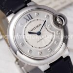 AF Factory Cartier Ballon Bleu W4BB0009 33mm Steel Leather Strap Diamond Roman Numerals Si (6) AF Factory Cartier Ballon Bleu W4BB0009 33mm Leather Strap Diamond Roman Numerals Silver Dial