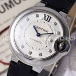 AF Factory Cartier Ballon Bleu W4BB0009 33mm Steel Leather Strap Diamond Roman Numerals Si (7) AF Factory Cartier Ballon Bleu W4BB0009 33mm Leather Strap Diamond Roman Numerals Silver Dial