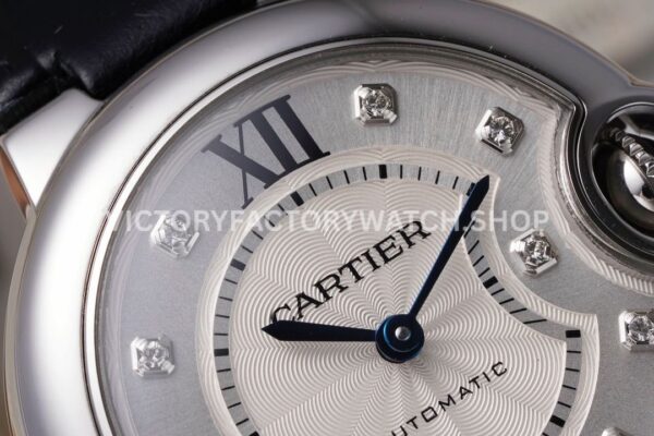 AF Factory Cartier Ballon Bleu W4BB0009 33mm Steel Leather Strap Diamond Roman Numerals Si (8) AF Factory Cartier Ballon Bleu W4BB0009 33mm Leather Strap Diamond Roman Numerals Silver Dial