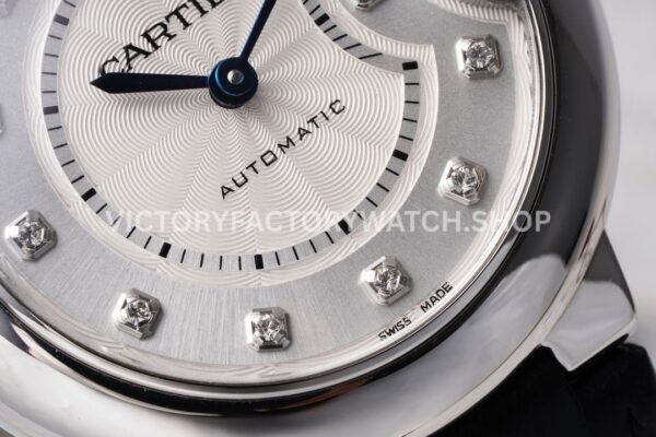 AF Factory Cartier Ballon Bleu W4BB0009 33mm Steel Leather Strap Diamond Roman Numerals Si (9) AF Factory Cartier Ballon Bleu W4BB0009 33mm Leather Strap Diamond Roman Numerals Silver Dial