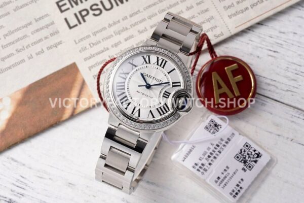 AF Factory Cartier Ballon Bleu W4BB0023 33mm steel diamond bezel silver dial