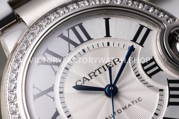 AF Factory Cartier Ballon Bleu W4BB0023 33mm Full Steel Diamond Bezel Roman Numerals Silver Dial