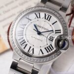 AF Factory Cartier Ballon Bleu W4BB0023 33mm Full Steel Diamond Bezel Roman Numerals Silver Dial
