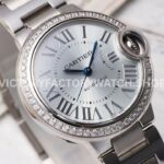 AF Factory Cartier Ballon Bleu W4BB0028 33mm Full Steel Diamond Bezel Roman Numerals Blue Dial