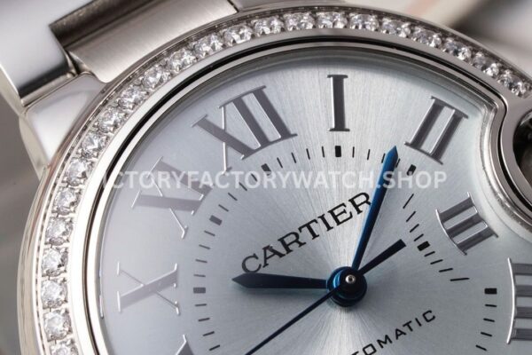 AF Factory Cartier Ballon Bleu W4BB0028 33mm Full Steel Diamond Bezel Roman Numerals Blue Dial