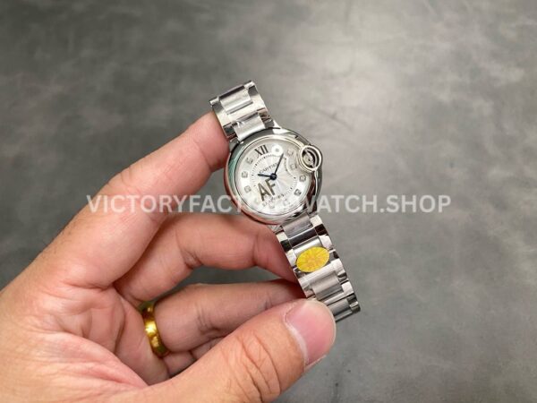 AF Factory Cartier Ballon Bleu W4BB0029 28mm Full Steel Roman Numerals Diamond Silver Dial