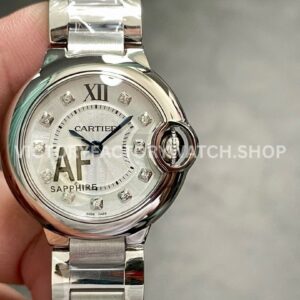 AF Factory Cartier Ballon Bleu W4BB0029 28mm steel bracelet silver dial