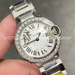 AF Factory Cartier Ballon Bleu W4BB0030 28mm Full Steel Diamond Bezel Roman Numerals Silver Dial (1 (3) AF Factory Cartier Ballon Bleu W4BB0030 28mm Full Steel Diamond Bezel Roman Numerals Silver Dial