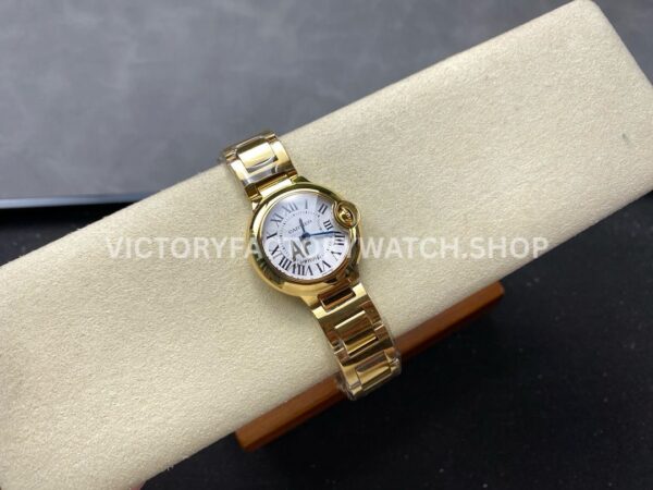 AF Factory Cartier Ballon Bleu W69001Z2 28mm Full Gold Roman Numerals Silver Dial