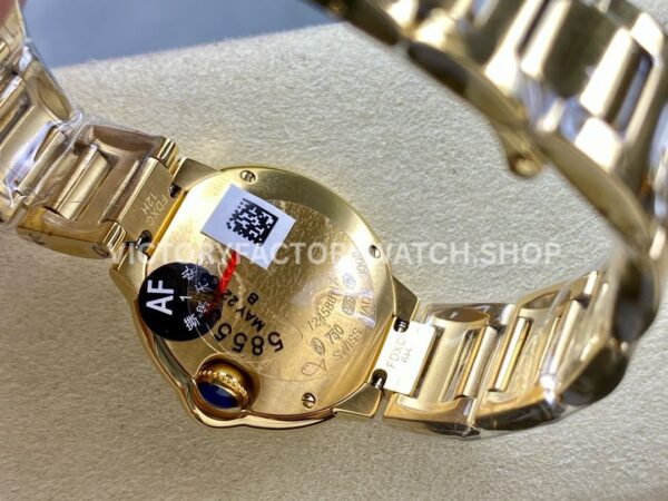 AF Factory Cartier Ballon Bleu W69001Z2 28mm Full Gold Roman Numerals Silver Dial
