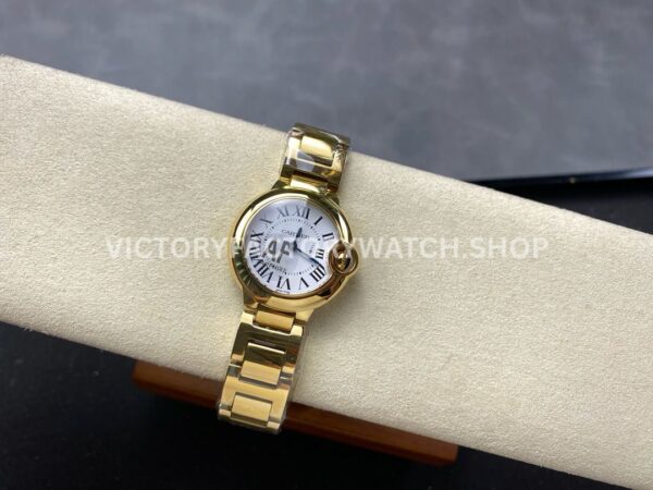 AF Factory Cartier Ballon Bleu W69001Z2 28mm Full Gold Roman Numerals Silver Dial