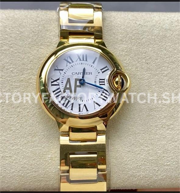 AF Factory Cartier Ballon Bleu W69001Z2 28mm gold-tone silver dial