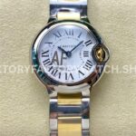 AF Factory Cartier Ballon Bleu W69007Z3 28mm two-tone silver dial