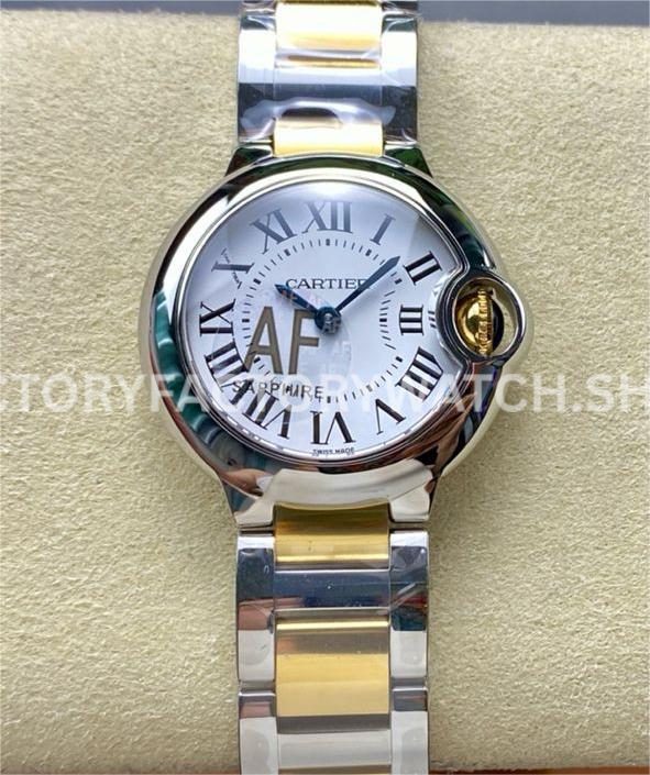 AF Factory Cartier Ballon Bleu W69007Z3 28mm two-tone silver dial
