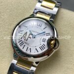 AF Factory Cartier Ballon Bleu W69007Z3 28mm Half Gold Roman Numerals Silver Dial