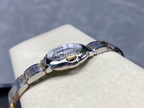AF Factory Cartier Ballon Bleu W69007Z3 28mm Half Gold Roman Numerals Silver Dial