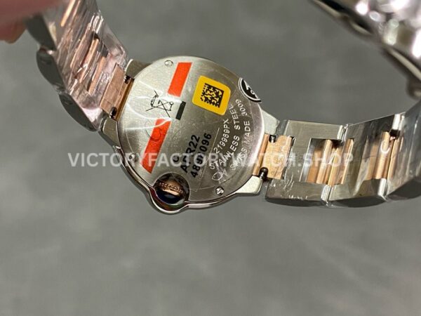 AF Factory Cartier Ballon Bleu W69007Z3 28mm Half Rose Gold Roman Numerals Silver Dial