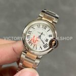 AF Factory Cartier Ballon Bleu W69007Z3 28mm Half Rose Gold Roman Numerals Silver Dial