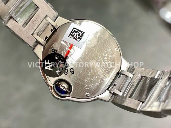 AF Factory Cartier Ballon Bleu W69010Z4 28mm Full Steel Diamond Bezel Roman Numerals Silver Dial