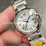 AF Factory Cartier Ballon Bleu W69010Z4 28mm Full Steel Diamond Bezel Roman Numerals Silver Dial