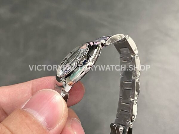 AF Factory Cartier Ballon Bleu W69010Z4 28mm Full Steel Diamond Bezel Roman Numerals Silver Dial