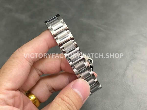 AF Factory Cartier Ballon Bleu W69010Z4 28mm Full Steel Diamond Bezel Roman Numerals Silver Dial