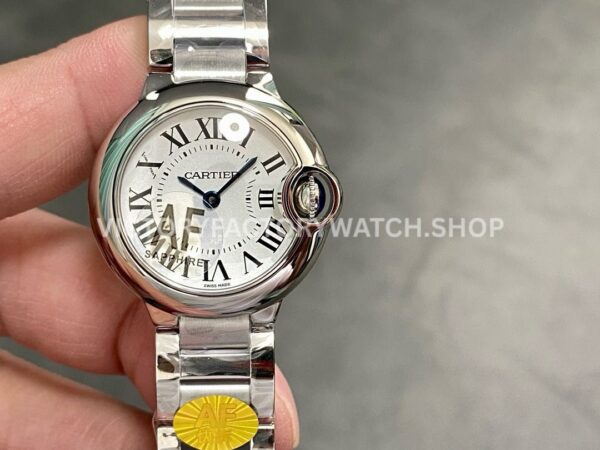 AF Factory Cartier Ballon Bleu W69010Z4 28mm diamond bezel silver dial
