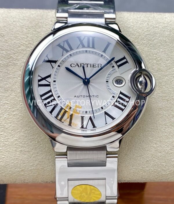 AF Factory Cartier Ballon Bleu W69012Z4 42mm Full Steel Roman Numerals Silver Dial (7) AF Factory Cartier Ballon Bleu W69012Z4 42mm full steel silver dial watch