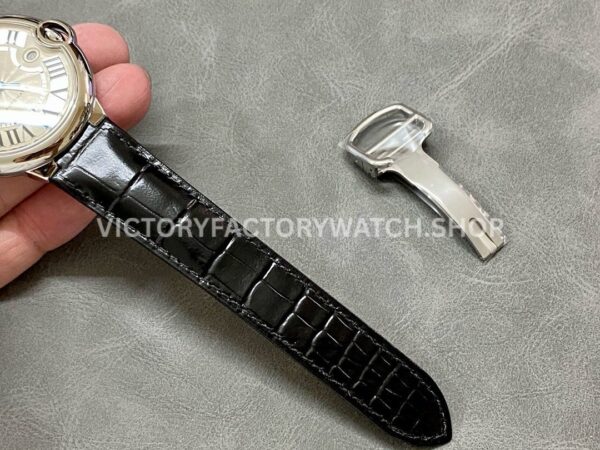 AF Factory Cartier Ballon Bleu W69016Z4 42mm Steel Leather Strap Roman Numerals Silver Dial (2) AF Factory Cartier Ballon Bleu W69016Z4 42mm Steel Leather Strap Roman Numerals Silver Dial