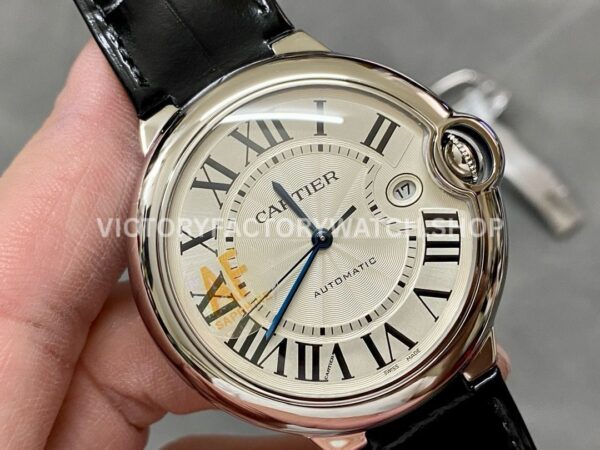 AF Factory Cartier Ballon Bleu W69016Z4 42mm Steel Leather Strap Roman Numerals Silver Dial (3) AF Factory Cartier Ballon Bleu W69016Z4 42mm Steel Leather Strap Roman Numerals Silver Dial