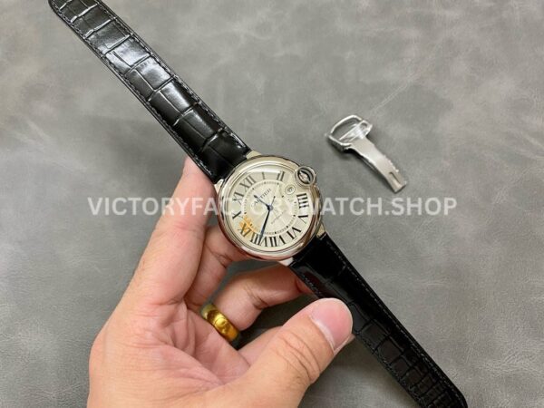 AF Factory Cartier Ballon Bleu W69016Z4 42mm Steel Leather Strap Roman Numerals Silver Dial (7) AF Factory Cartier Ballon Bleu W69016Z4 42mm Steel Leather Strap Roman Numerals Silver Dial