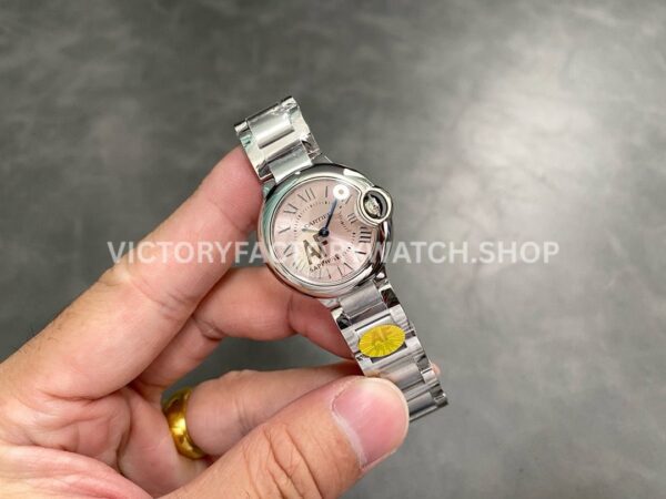 AF Factory Cartier Ballon Bleu W6920034 28mm Full Steel Roman Numerals Pink Dial (1) AF Factory Cartier Ballon Bleu W6920034 28mm Full Steel Roman Numerals Pink Dial