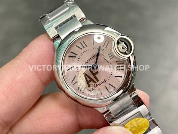 AF Factory Cartier Ballon Bleu W6920034 28mm Full Steel Roman Numerals Pink Dial (4) AF Factory Cartier Ballon Bleu W6920034 28mm Full Steel Roman Numerals Pink Dial