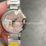 AF Factory Cartier Ballon Bleu W6920034 28mm Full Steel Roman Numerals Pink Dial (7) AF Factory Cartier Ballon Bleu W6920034 28mm steel bracelet pink dial