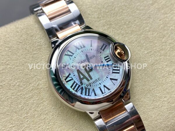 AF Factory Cartier Ballon Bleu W6920034 28mm Rose Gold Steel Roman Numerals Mother Of Pearl Di (5) AF Factory Cartier Ballon Bleu W6920034 28mm Rose Gold Roman Numerals Mother Of Pearl Dial