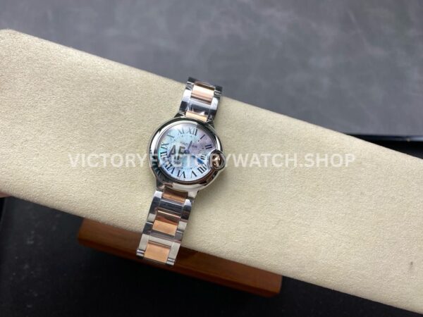AF Factory Cartier Ballon Bleu W6920034 28mm Rose Gold Steel Roman Numerals Mother Of Pearl Di (8) AF Factory Cartier Ballon Bleu W6920034 28mm Rose Gold Roman Numerals Mother Of Pearl Dial