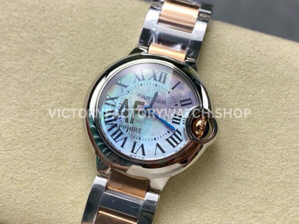 AF Factory Cartier Ballon Bleu W6920034 28mm Rose Gold Steel Roman Numerals Mother Of Pearl Dial (1) AF Factory Cartier Ballon Bleu W6920034 28mm Rose Gold Roman Numerals Mother Of Pearl Dial