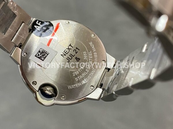 AF Factory Cartier Ballon Bleu W6920038 28mm Full Strap Roman Numerals Pink Dial