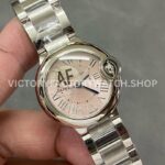 AF Factory Cartier Ballon Bleu W6920038 28mm Full Strap Roman Numerals Pink Dial